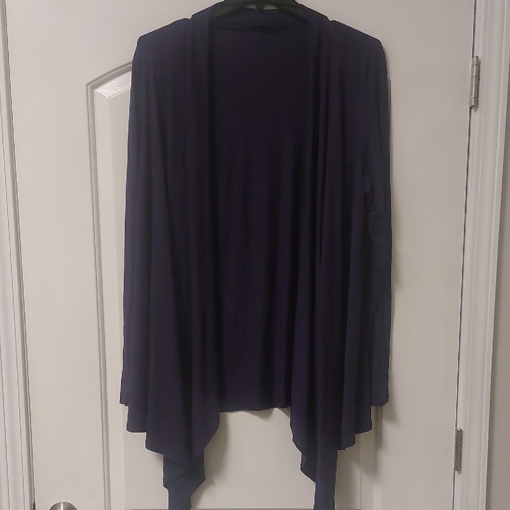 Emily Dark Purple Flowy Waterfall Open Front Cardigan Sz XXXL